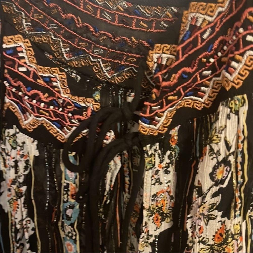 Free People Dance Magic Printed Embroidery Metallic Dress Small - Picture 10 of 10